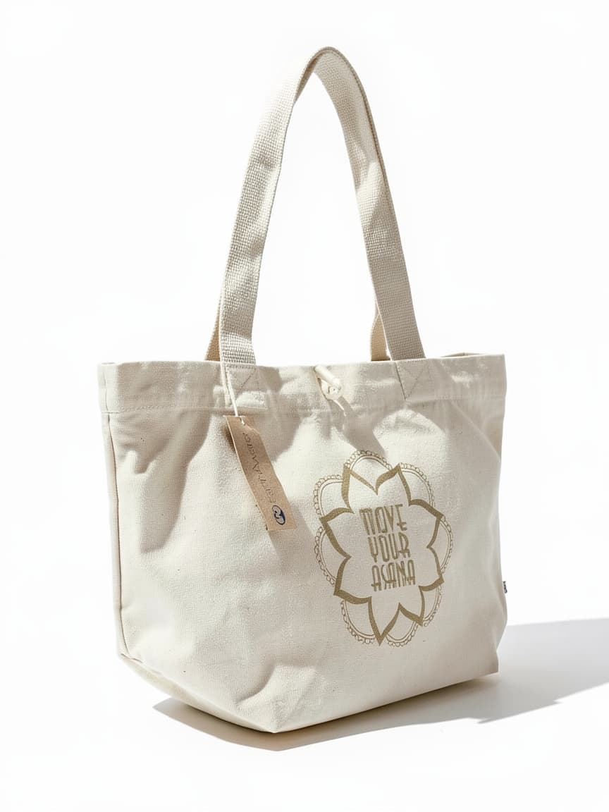 Tote bag écru Move Your Asana sérigraphié